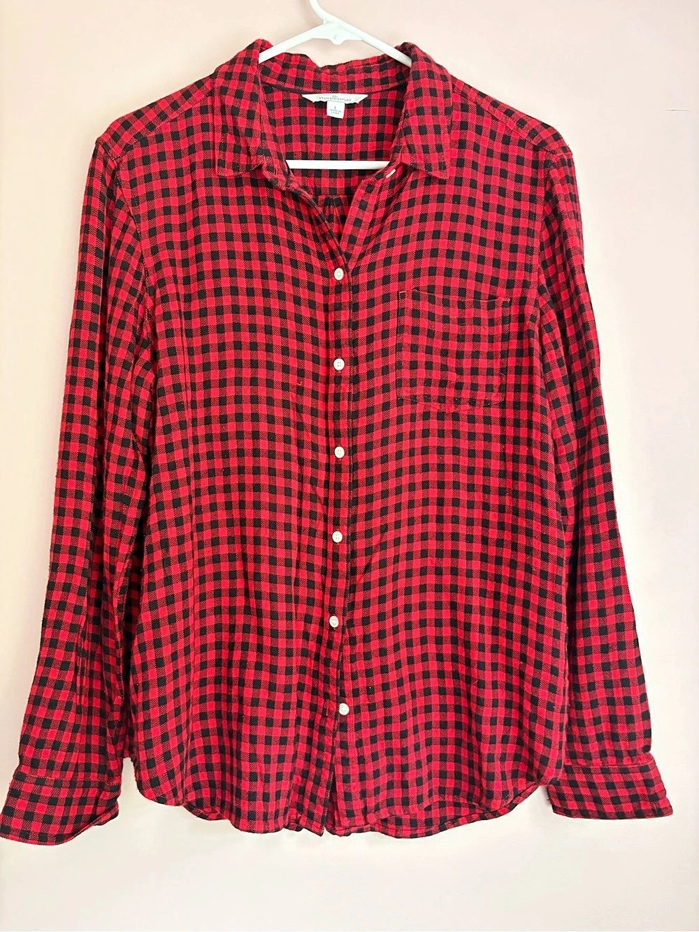 LL Bean Signature Plaid Rayon Shirt Size L, Like New